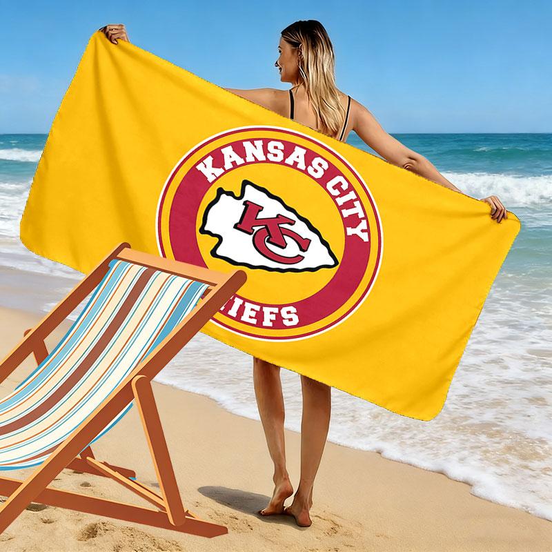 KC Chiefs logo Print Beach Towel, Large Soft Quick Dry Towel for Beach Camping Swimming