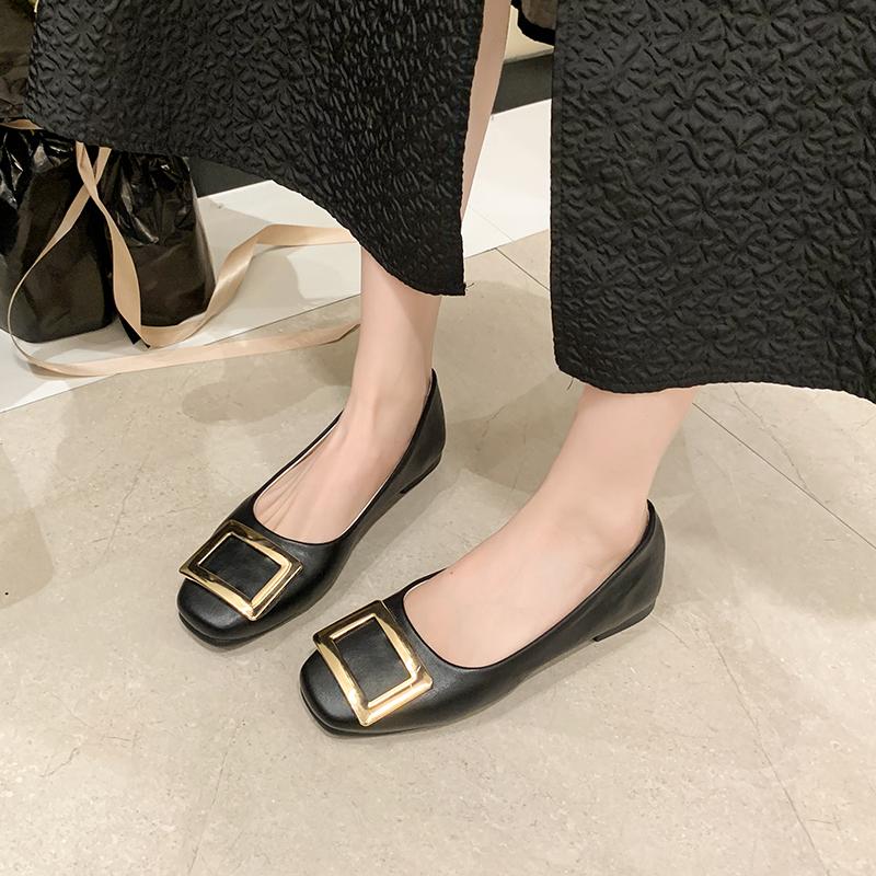 Fashion Luxury Metal Buckle Pumps Women Brides Wedding Shoes Med-High Heels Traf Chunky Heeled Shoes Ladies Office Dress Tacones Femme