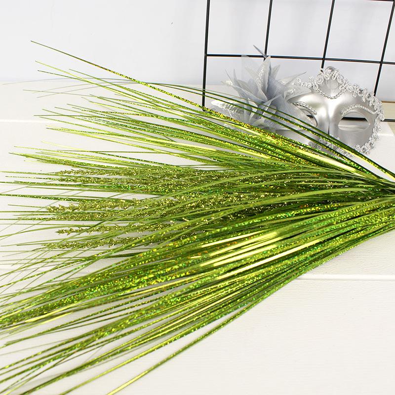 Simulated Gold Powder Christmas Branch Tower Pine Grass PVC False Grass Gold Powder Reed Tower Pine Grass Festival Decoration