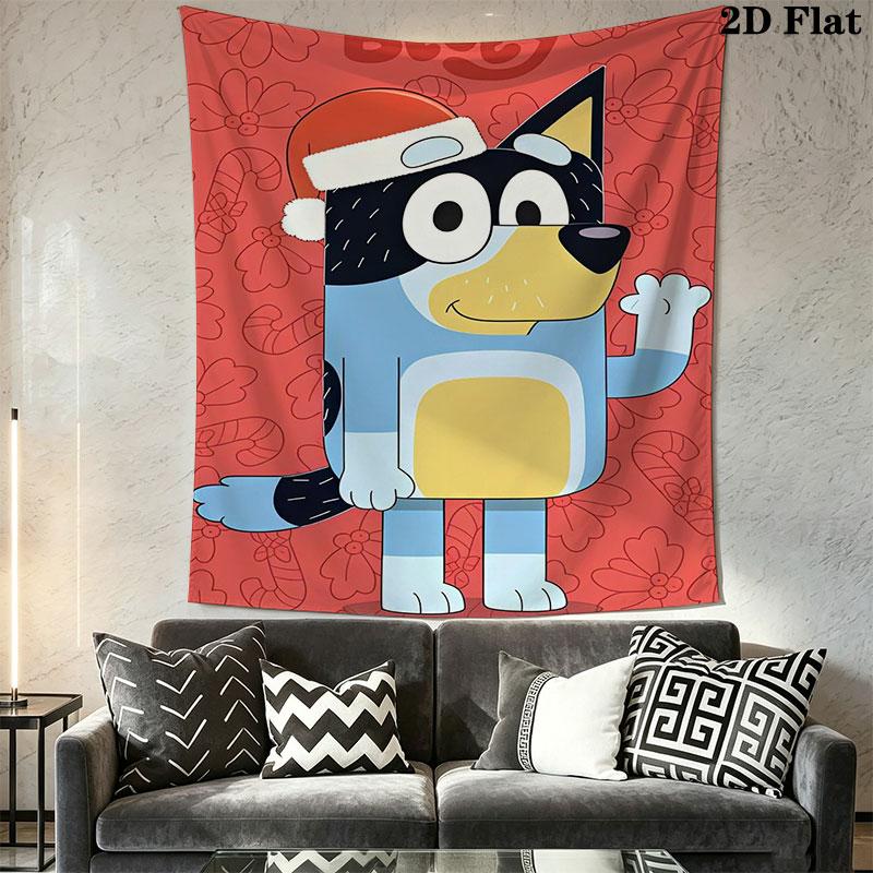Bluey Animation Wall Hanging Printed Fabric Blanket Decorative Tapestries for Bedroom Living Room Home Decor