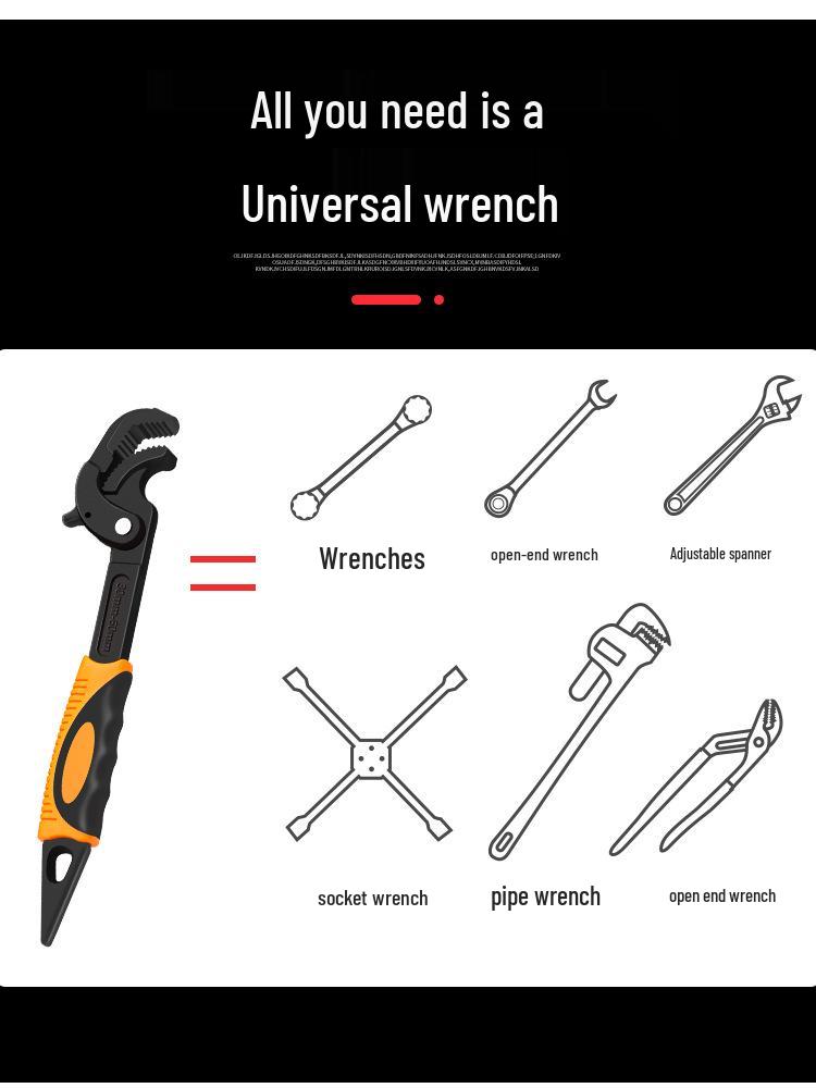 Multifunctional Universal Wrench Set with Extra Wide Adjustable Opening