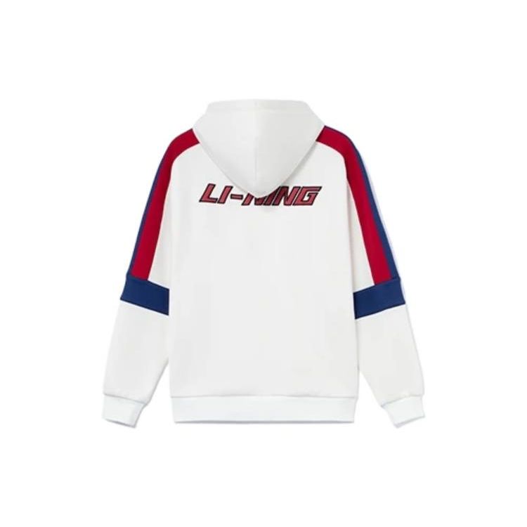 Li Ning Sports Lifestyle Series Color Block Letter Pullover Sweatshirt Unisex Sweatshirt Off-White AWDRG42-2