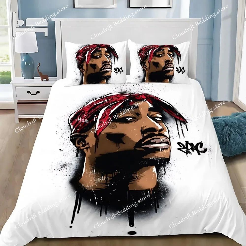 Exquisite 3D 2Pac Tupac Wallpaper Hip Hop Digital Printing Bedding Set Comforter Bed Youth Kids Girls Boys Gift