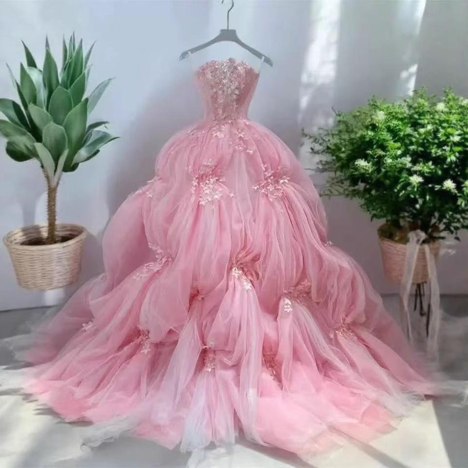 High-end bride tube top light wedding dress noble light luxury princess skirt temperament high-end travel photography tutu skirt evening dress women