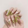 24Pcs Goose Yellow Cream Flower French Acrylic Press On Nails Full Coverage Removable False Nail Art Tips