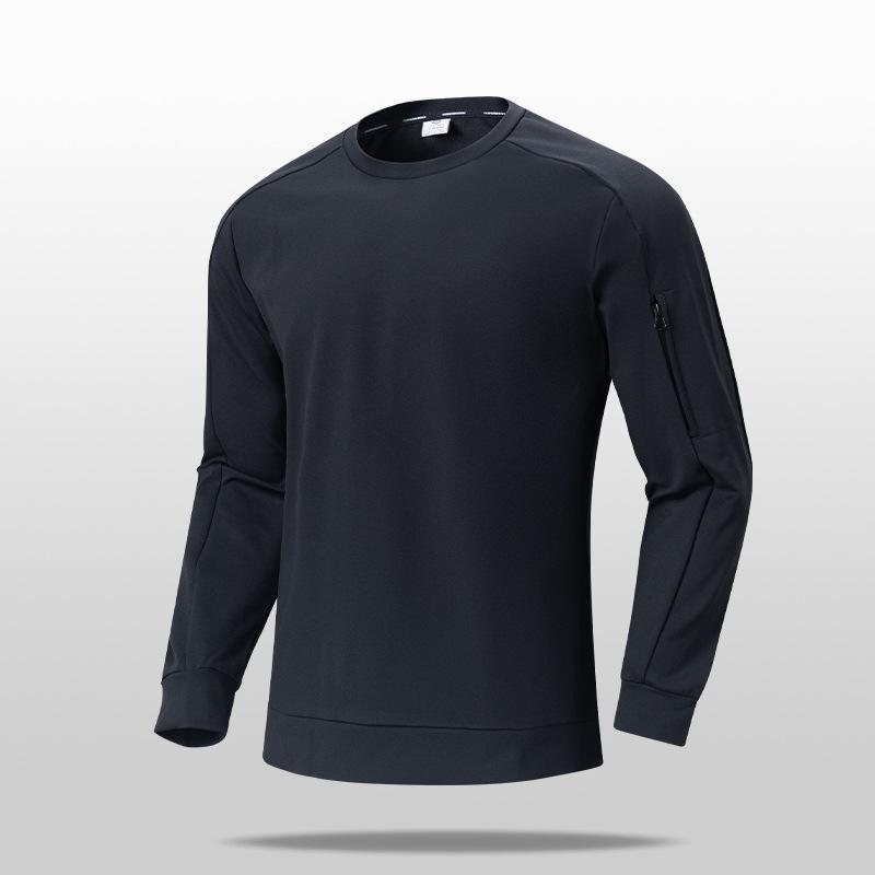 

Spring New Round Neck Long Sleeve Pullover Sweatshirt for Men Zipper Pocket Casual Sports Loose Top Men Young Men 5XL