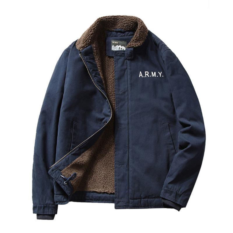 Autumn and winter deck clothes padded jacket padded jacket medium thickened velvet tooling jacket retro lamb wool jacket men