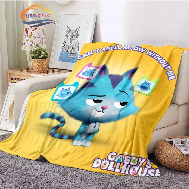 Cartoon Gabby's Dollhouse Cute Cashmere Blanket Children and Girls Warm Portable Plush Cozy Throw Blanket Bed Sofa Blanket