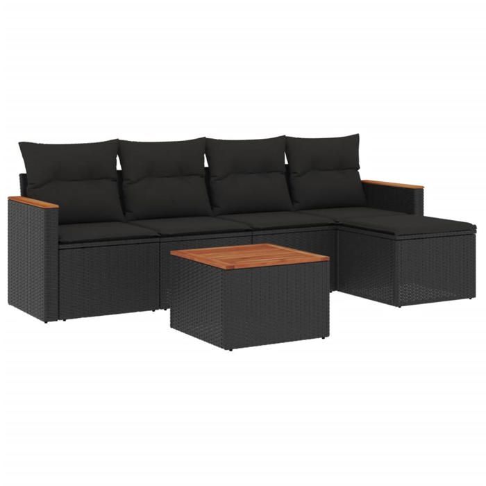 VidaXL Garden Lounge Set with Cushions 6 Pcs, Patio Sofas, Patio Furniture Set, Outdoor Furniture, Black 3258324
