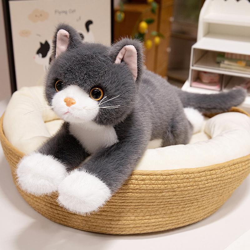 TreasuringU Kawaii Black Cat Plush Toy Soft Stuffed Doll Pillow Home Decor Sleeping Cute Animal