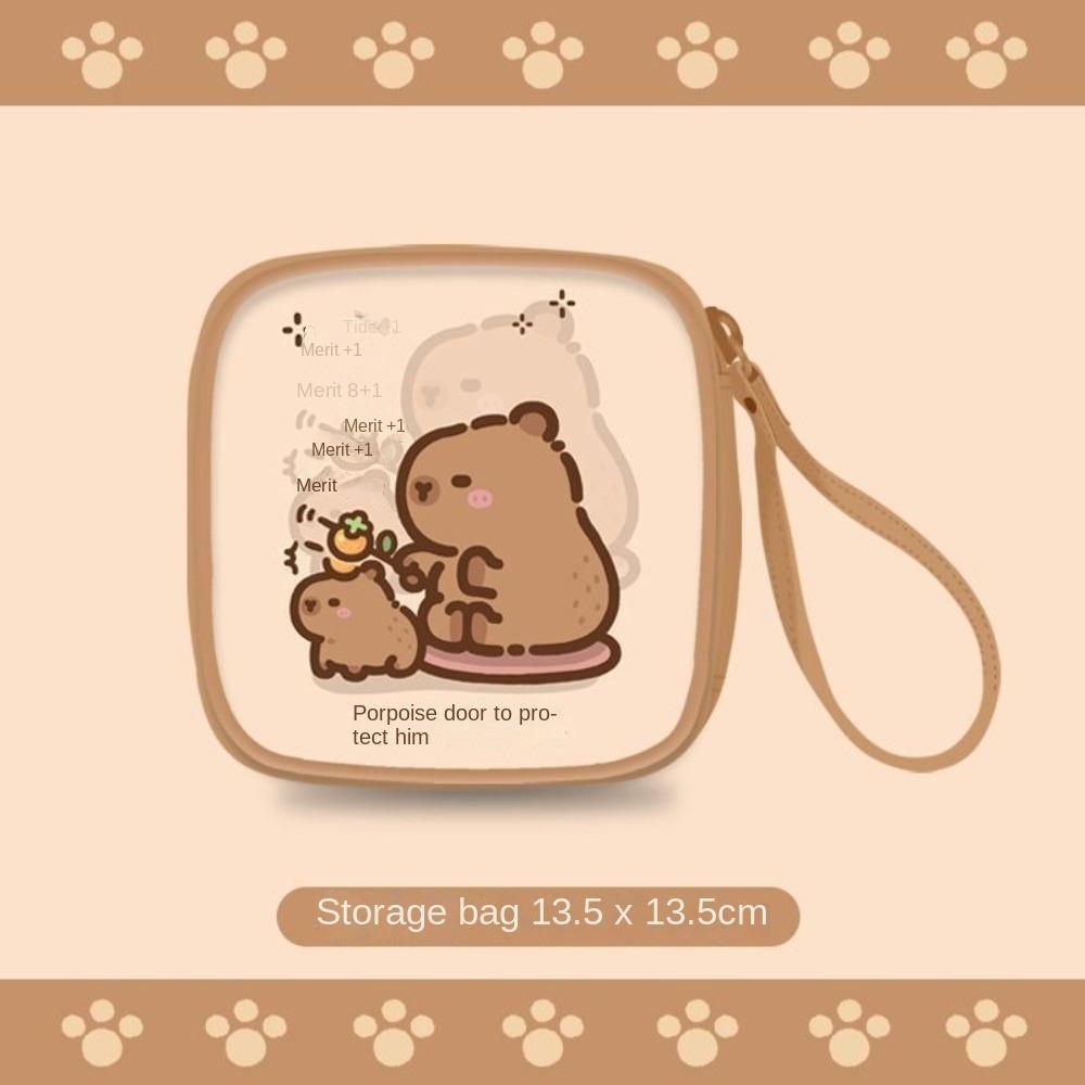 

PU Tamper-Proof Storage Bag Cute Tissue Storage New Capybara Sanitary Mat Bag A