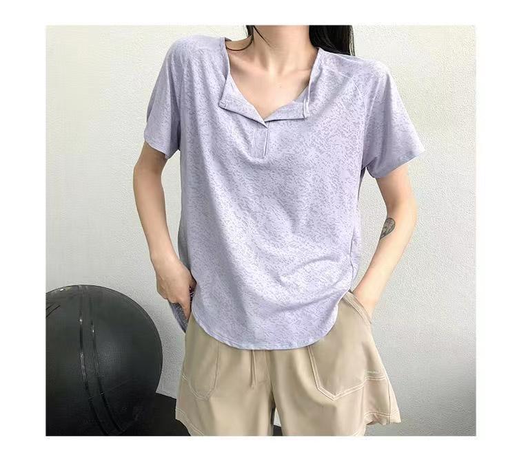 Women's Quick-Dry Short Sleeve Yoga Top - Loose Fit Summer Sports T-Shirt