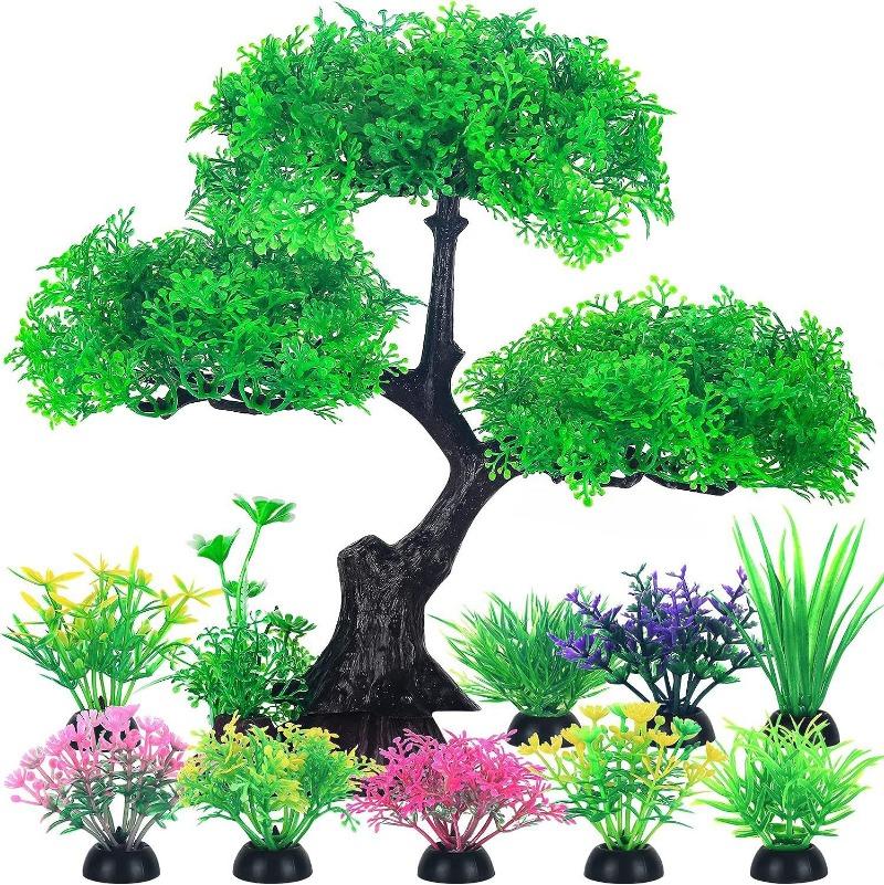1set Aquarium Artificial Plastic Plants Decoration Goldfish Tank Betta Fish Tank Plants Water Weeds Ornament Aquarium Decor
