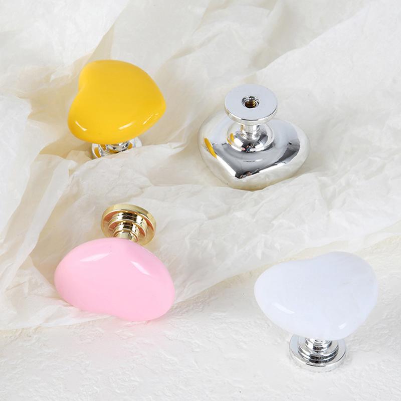 1pc Colored Love-shaped Plastic Cupboard Door Handle Wardrobe Bedside Table Drawer Closet Single-hole Handle