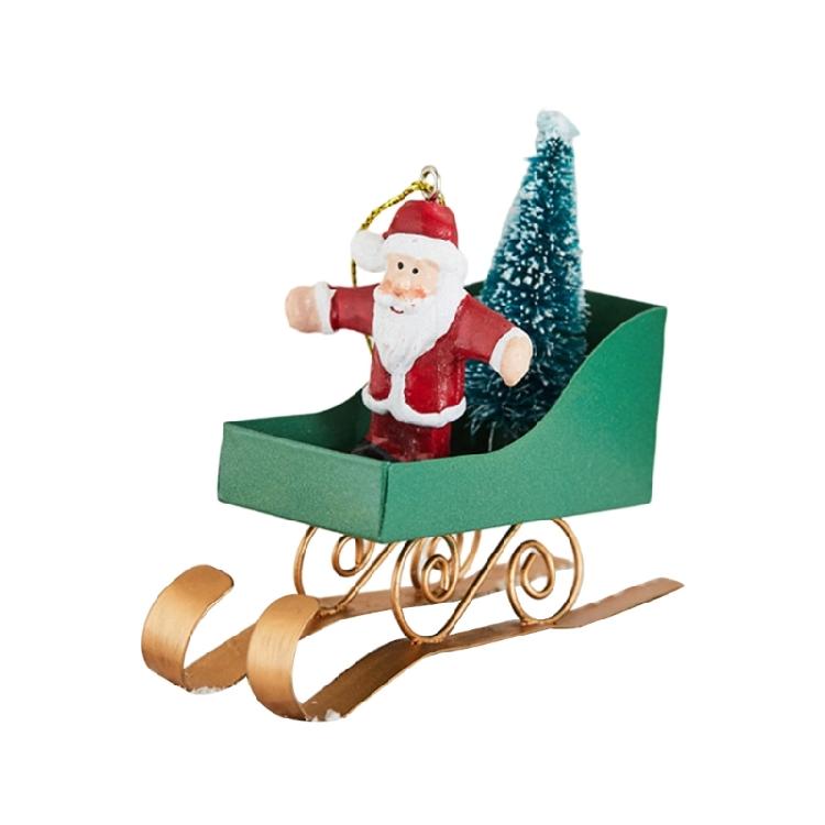 

Iron Sleigh Festival Hanging Ornament Christmas Tree Decoration For Vehicle Interiors Mantel Window Entryway Display зелений