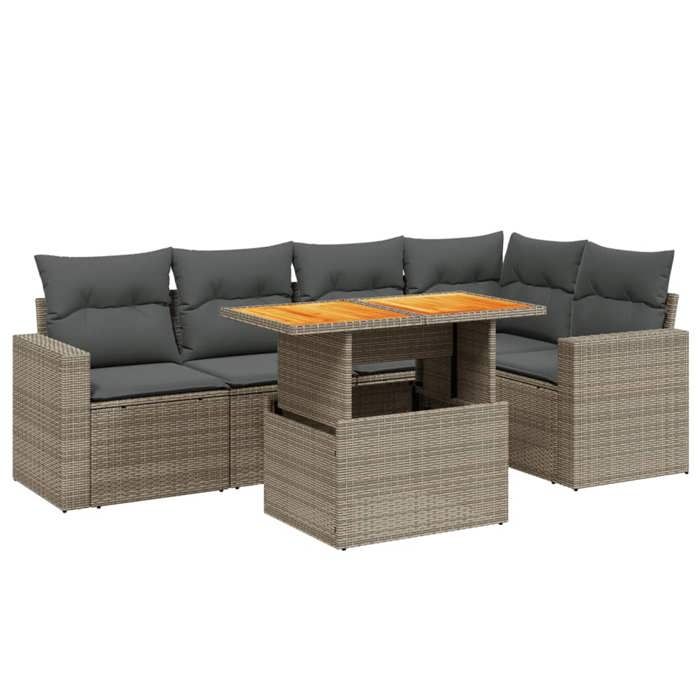 VidaXL Garden Lounge Set with Cushions 6 Pcs, Patio Sofas, Patio Furniture Set, Outdoor Furniture, Grey 3271305