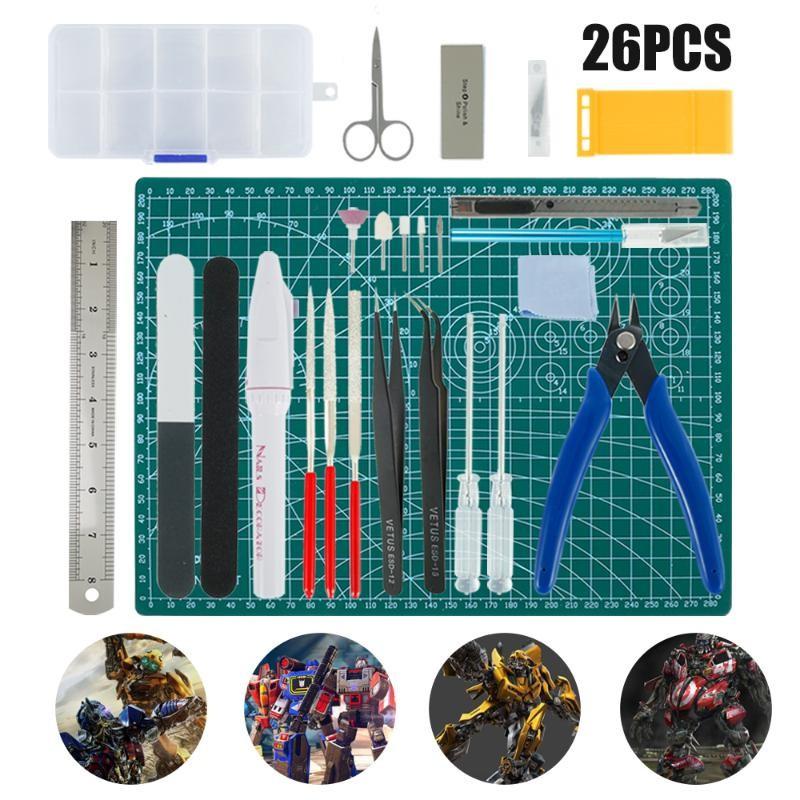 26Pcs Gundam Modeler Basic Tools Kit Car Model Building Craft Set Model Base Tool Suite
