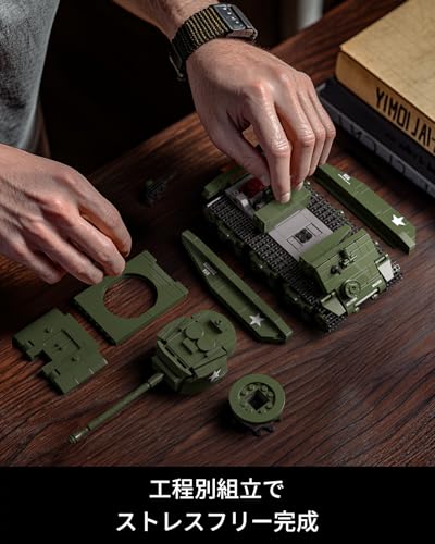 Nifeliz M4A3E8 Sherman Tank Building Blocks for Adults, Military Model Toy, Office/Home Decor | Birthday Gift (860 Pieces, NF10313)