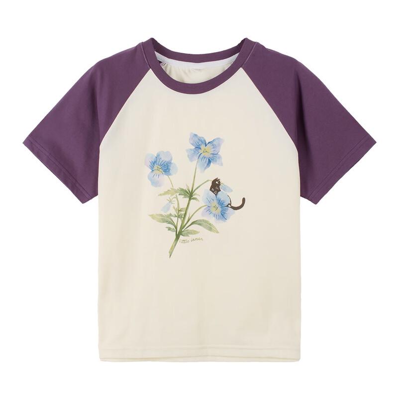 Xiaoyinman Girls' Color-Blocked Printed T-shirt