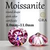 Růžový kulatý moissanitový diamant pěstovaný v laboratoři pro výrobu šperků DIY Materiály s tovární cenou