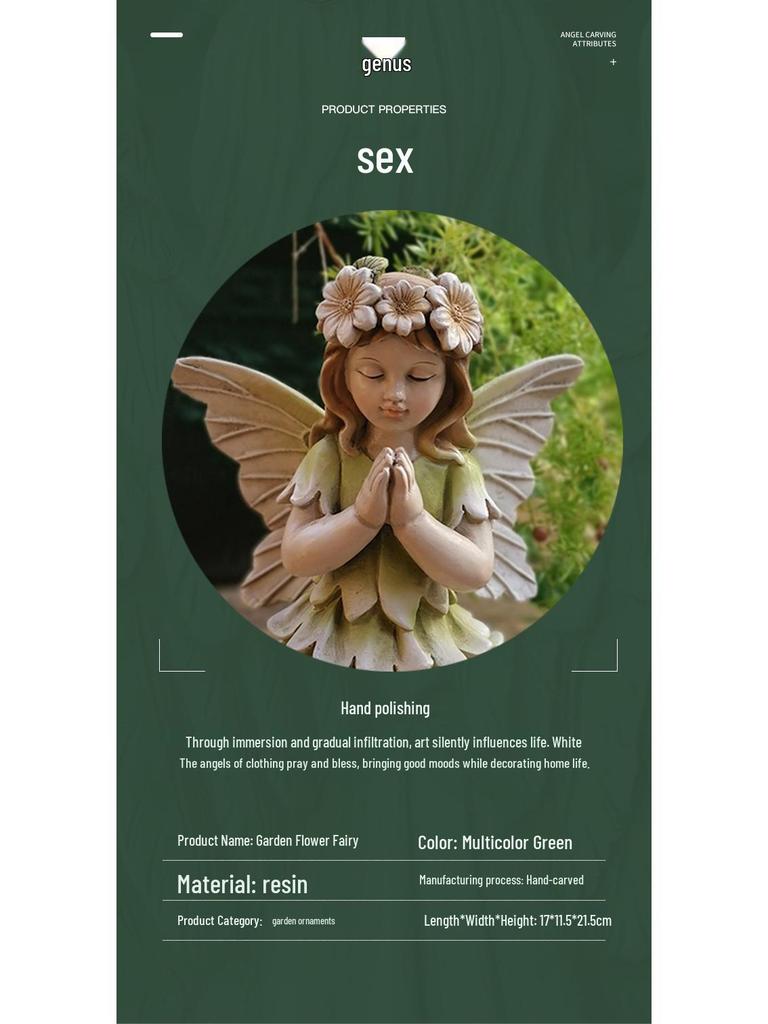 Vintage Flower Fairy Resin Garden Ornament - Angel Sculpture