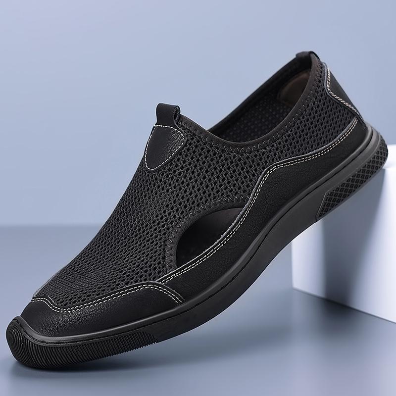 Fashion Mens Slip On Walking Shoes Mens Hollow Out Loafers Luxury Brand Men Casual Flats Male Comfortable Beach Sandals Driving Shoes