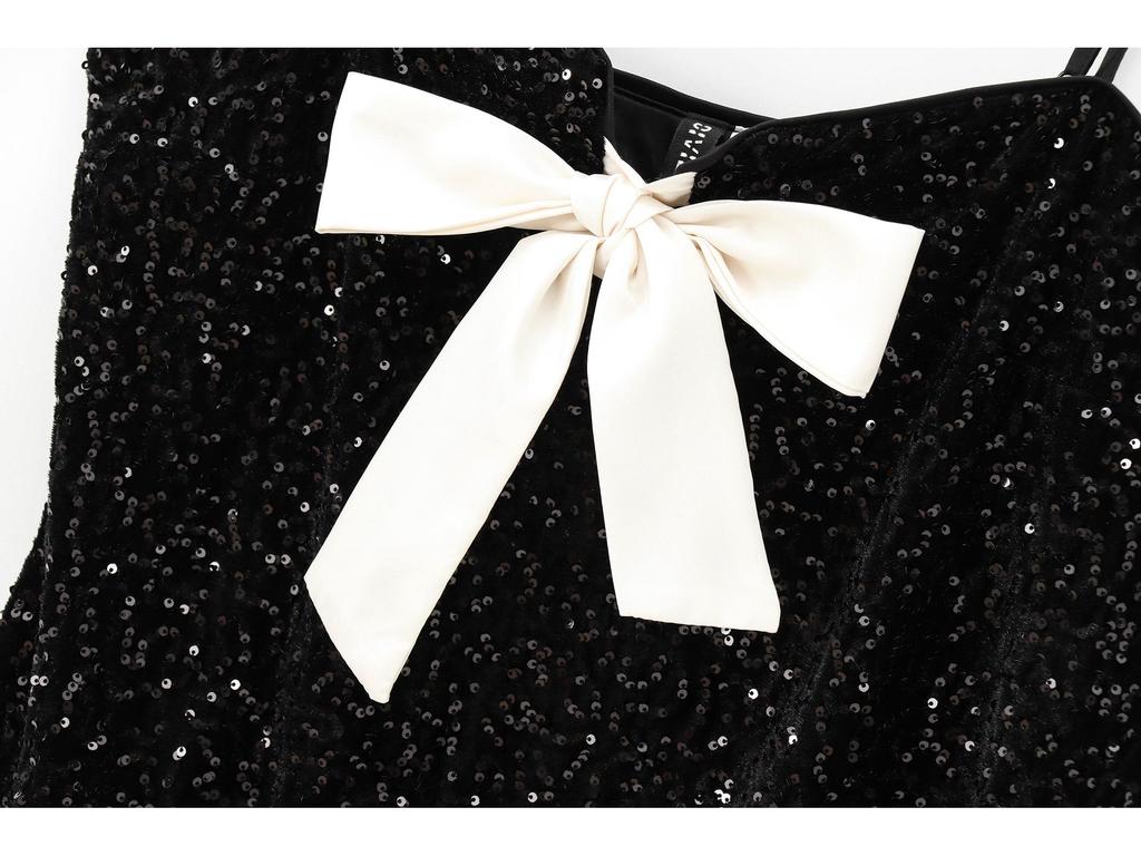 2024 Retro Sleeveless Slim Fit Bow Camisole Dress for Women – Short Skirt