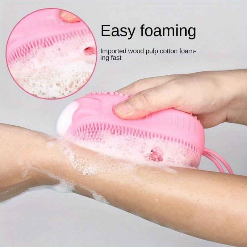 1pc Bear-shaped Silicone Bath Brush, Silicone Body Exfoliator, Shower Scrubbing Sponge, Double-sided Massage Brush