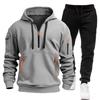 Autumn and winter men's sweater hoodie zipper multi-pocket jumper men's suit sports and leisure suit