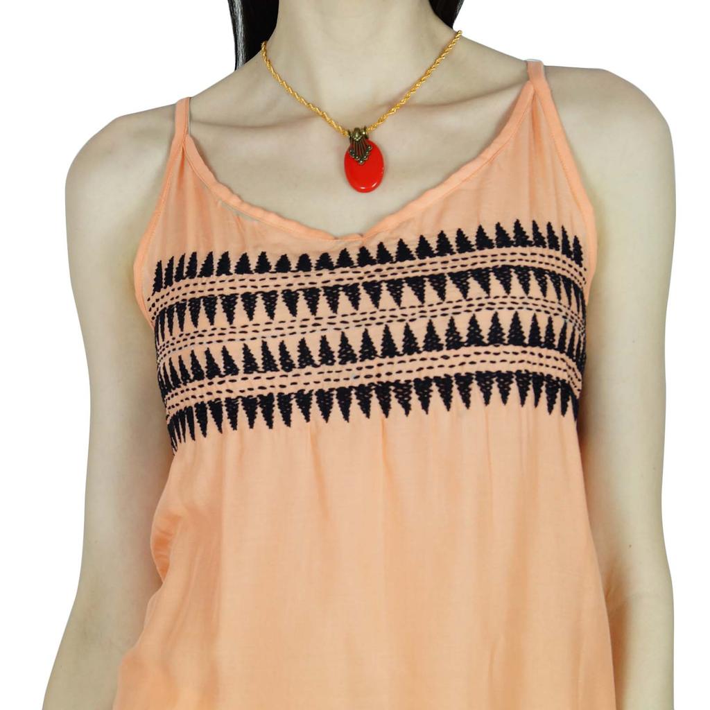 Bimba Women Summer Dress Mid Calf Length Embroidered Asymmetrical Dress