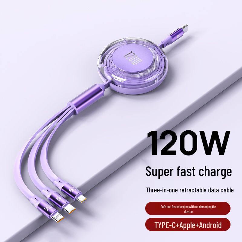 MKO120W 3-in-1 Fast Charging Cable for Apple, Huawei, Android, and Type-C Devices