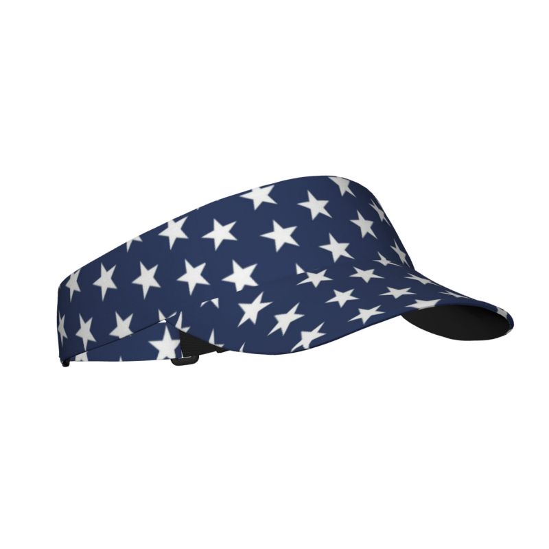 White Pentagram with Navy Blue American Flag Sports Sun Visor Hats Adjustable Lightweight Packable Sun Visor Hat for Golf Tennis