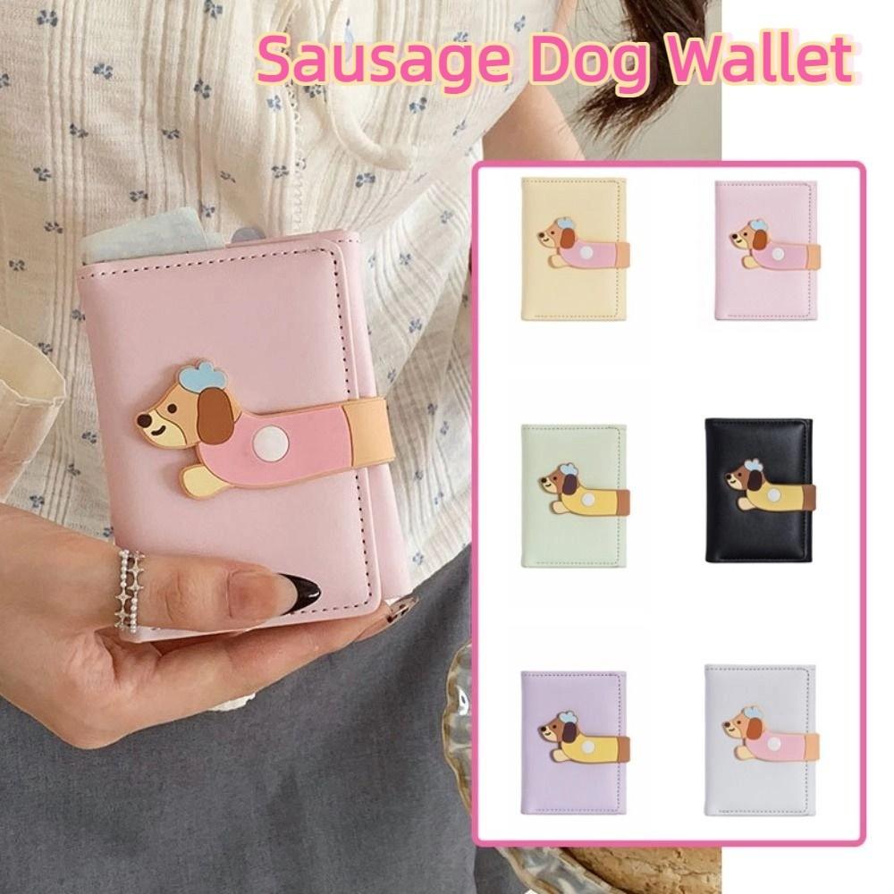 Ultra Thin Sausage Dog Wallet Korean Style Coin Pouch Casual PU Leather Card Holder  Men