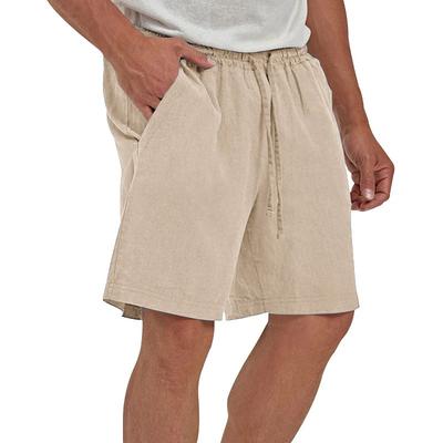 Herren Baumwolle Leinen Shorts Lässig Locker Geschnitten Hawaiianischer Strandstil Kurze Hosen Sommer Atmungsaktiv Leichte Shorts Bequeme Streetwear