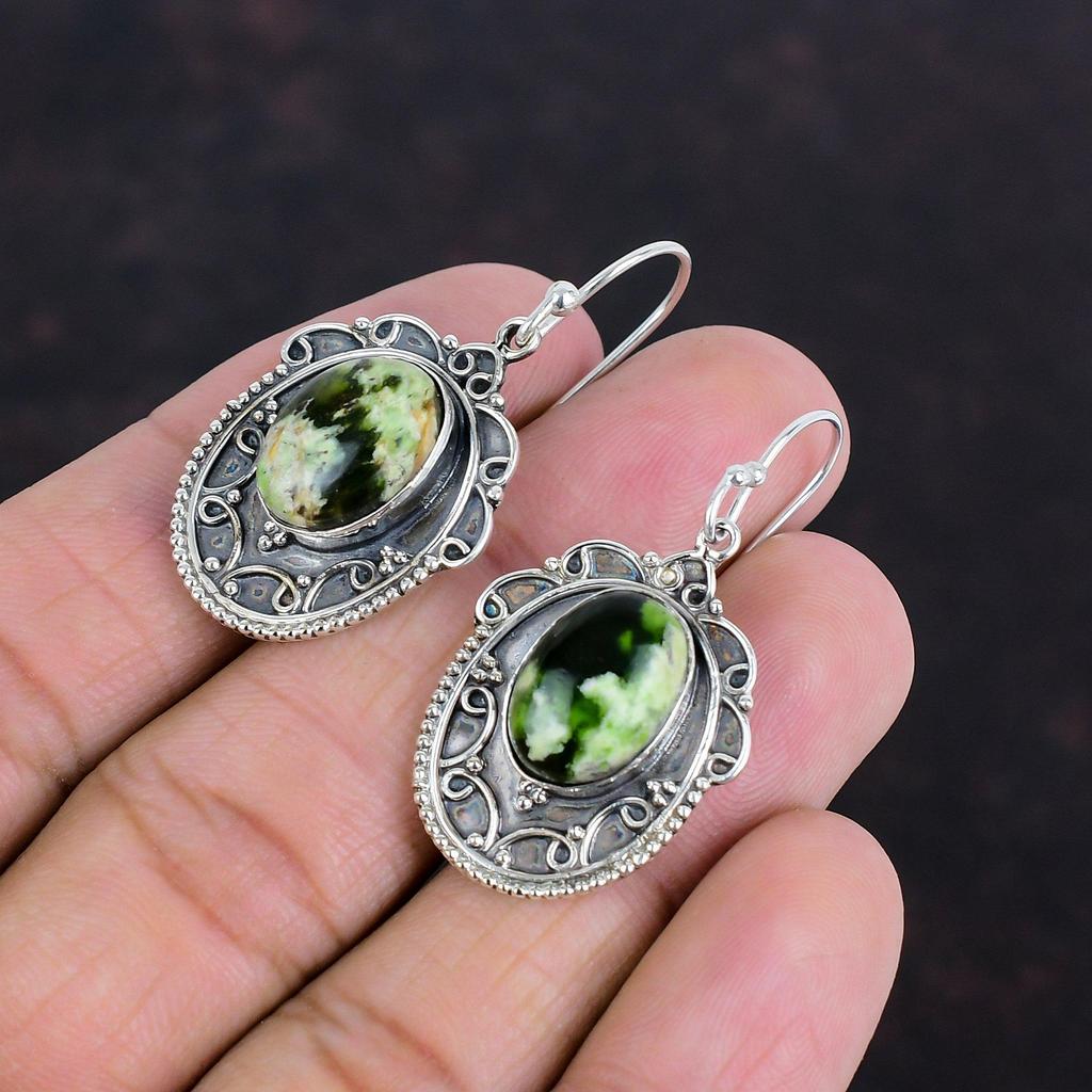 Australian Chrome Chalcedony Earring 925 Sterling Silver Earrings Vintage Earring Stylish Jewelry Handmade Gemstone Earring Gifts For Mother