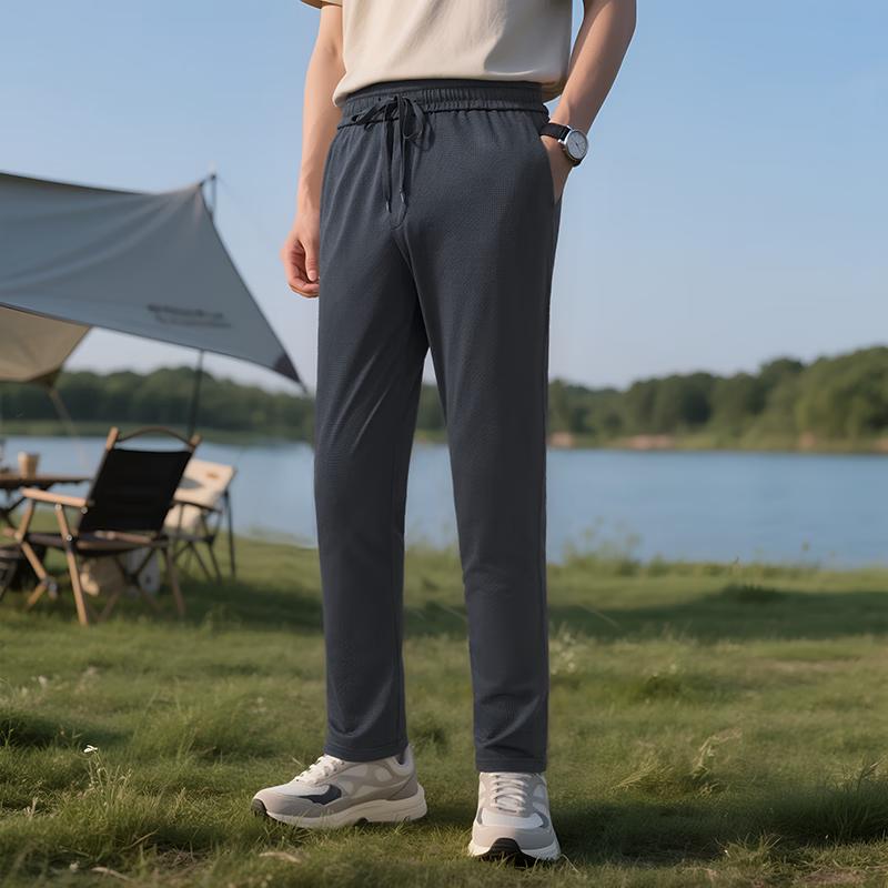 

MONTAGUT Men s Summer Bubble Grid Silk Blend Casual Pants XL