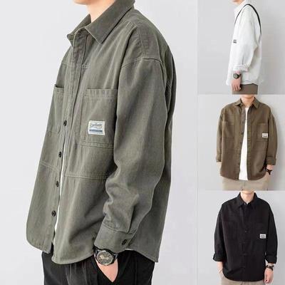 Men's Cross-Border 2025 Workwear: Loose Long-Sleeve Cardigan Shirt for Spring & Autumn