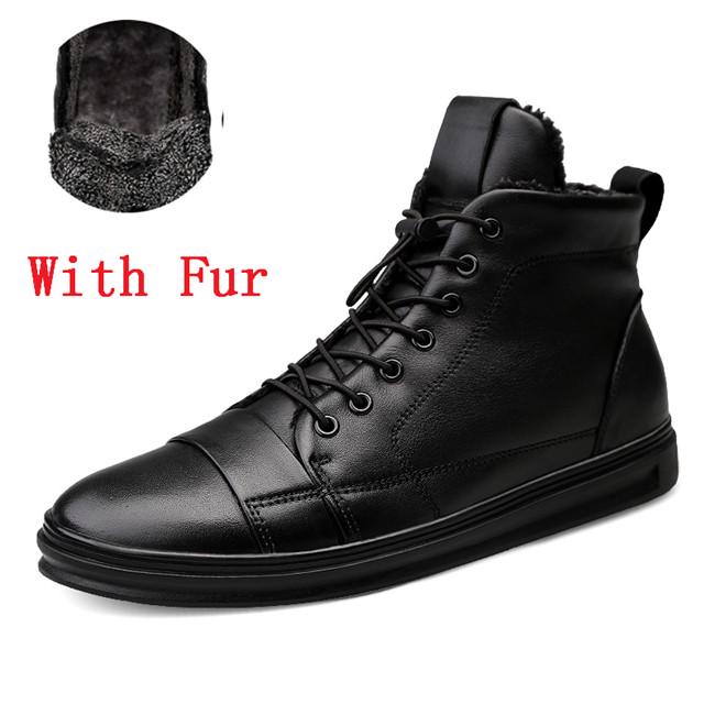 

Новая обувь большого размера для мужчин Высококачественная натуральная кожа Мужские ботильоны Модная черная обувь Зимние мужские ботинки Теплая обувь с мехом 36