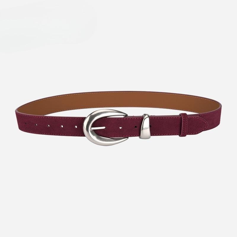 Retro High-end Belt for Women's Genuine Leather Matte Reverse Velvet Versatile Jeans Trendy Decorative Belt for Women