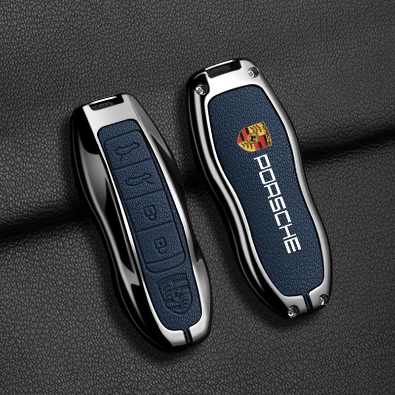 fscr7 Zinc alloy Leather Car Remote Key Case Cover Bag Protector For Porsche Panamera Spyder Carrera Macan Boxster 911 970 981 Cayman