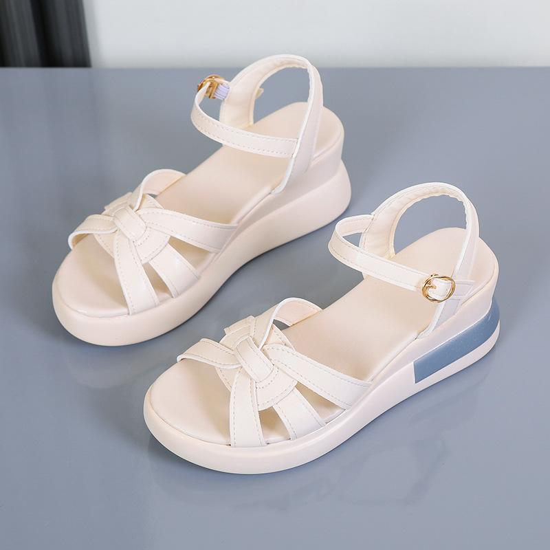 Roman platform sandals women's summer 2025 new muffin shoes fashion show high wedge heel large size women's shoes 2025 batch