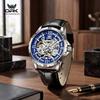 OPK Men's Luminous Waterproof Mechanical Watch Hollowed out See through Dial Stainless Steel Strap 6100