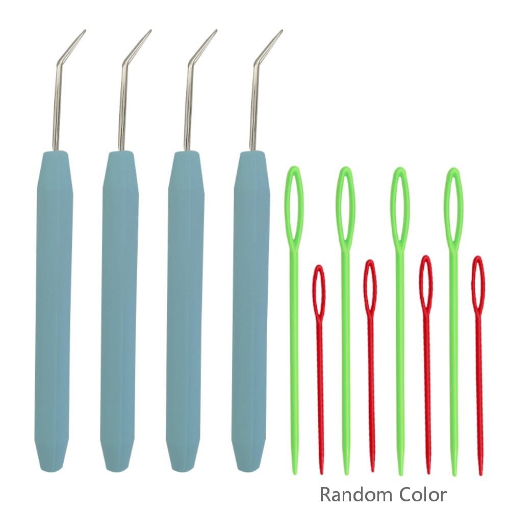 4/6/8PCS Crochet Needle Hooks Kit with Knitting Loom Hooks and Colorful Plastic Sewing Needles Loom Knit Hook Set