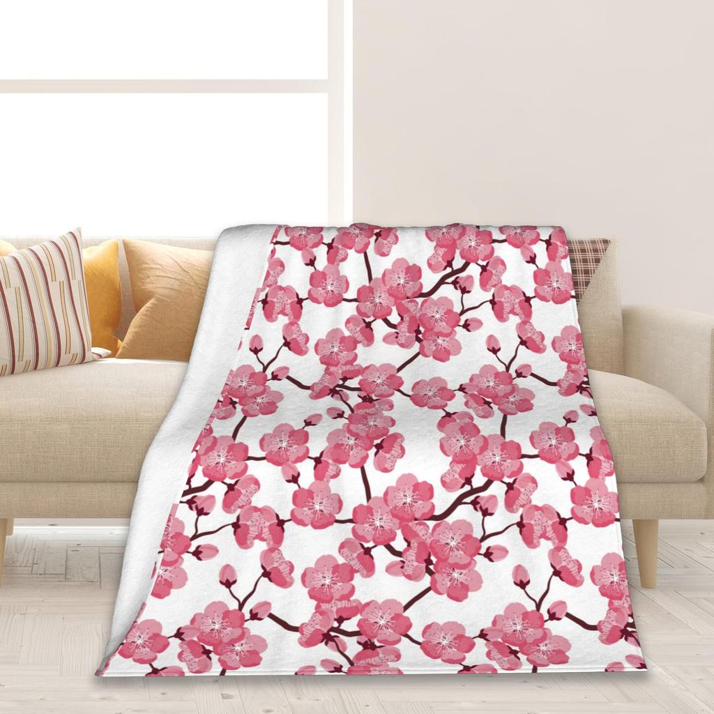 Pink Cherry Blossom Blanket Flower Flower Blanket Ladies Flannel Bed Sofa Soft Nap Blanket
