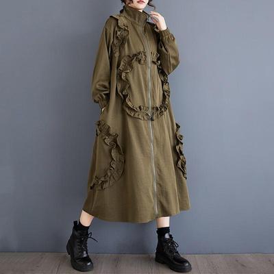 Long Sleeve Oversized Vintage Casual Loose Autumn Spring Trench Coat for Women Outerwear