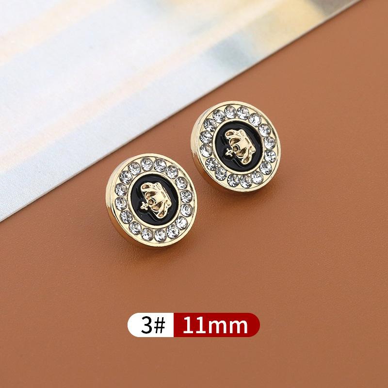 

10 шт. металлических пуговиц для рубашек с бриллиантами, женская одежда, нежные с бриллиантовыми пуговицами, универсальные манжеты для рубашек, вырез, высококачественные пуговицы 3 #* Size as shown * Round