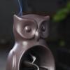 1pc,Cute Desktop Decoration Ceramic Owl Backflow Incense Burner Fountain Waterfall Incece Holder (Without Incense)