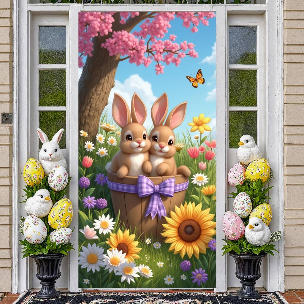 Rabbit Banner Spring Theme Spring Background Spring Display Butterfly Accent Easter Background For Holiday Decor  Shower