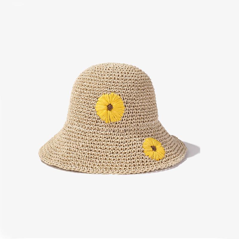 

Hat Style Versatile Straw Woven Sweet Daisy Female Sunshade Fisherman Hats бежевий