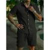 Men Casual Summer Short Sleeve Shirt And Shorts Beach Vacation Set